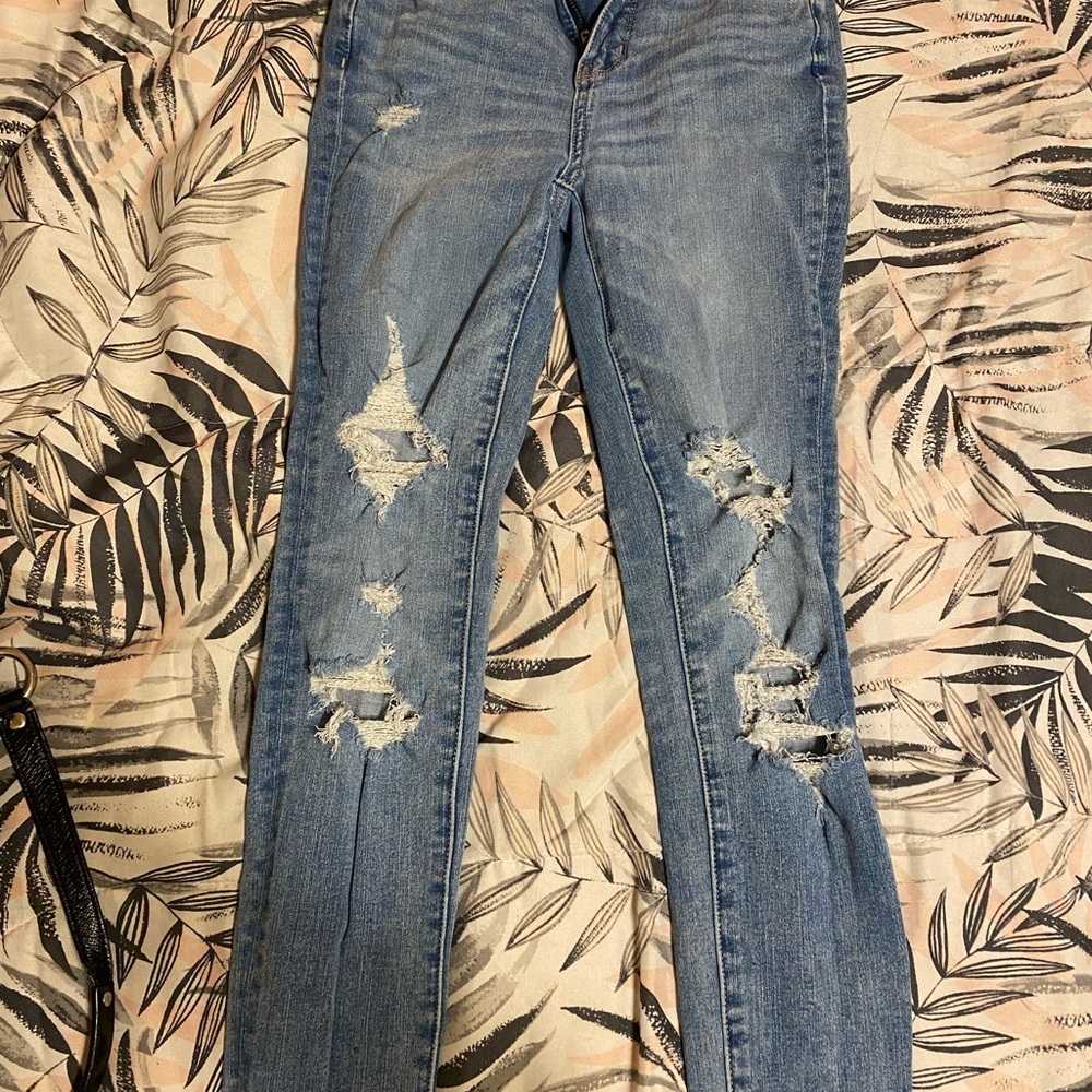 American Eagle Outfitters Ripped Blue Skinny Jeans